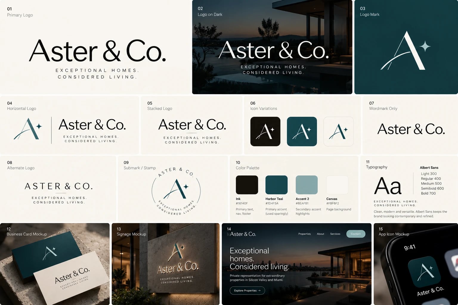 Aster & Co. brand identity board