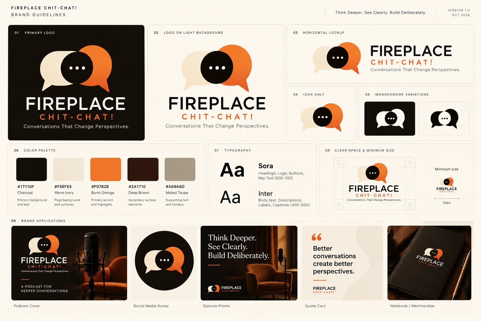 Fireplace Chit-Chat brand identity board